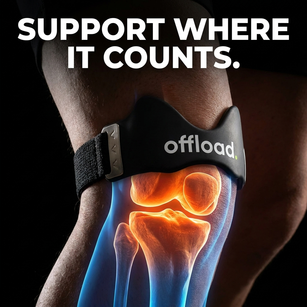 offload. knee strap targeted support graphic